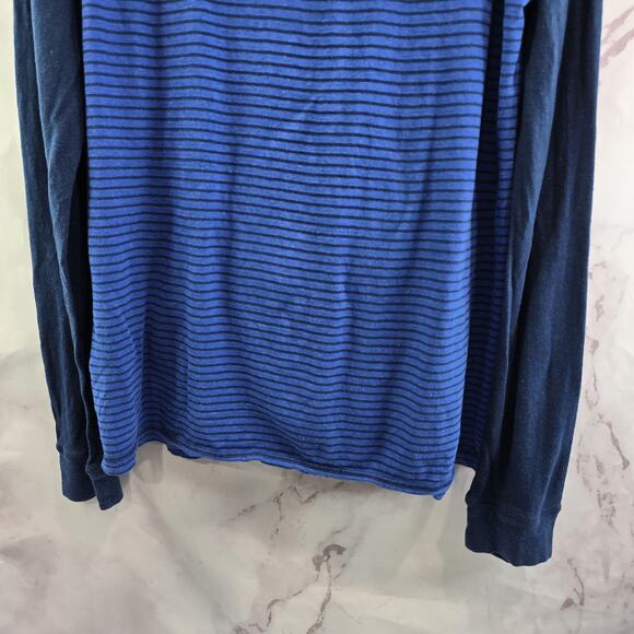 Tentree Shirt Mens XL Navy Blue Henley Hemp Organic Hooded Striped 10 Tree - Picture 7 of 11